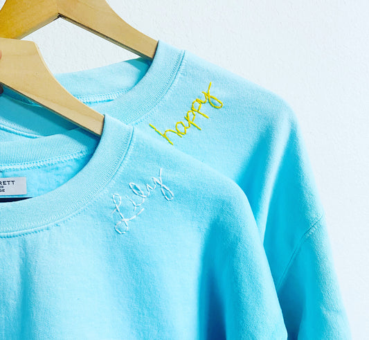Aqua Dip Dye Crew Sweatshirt