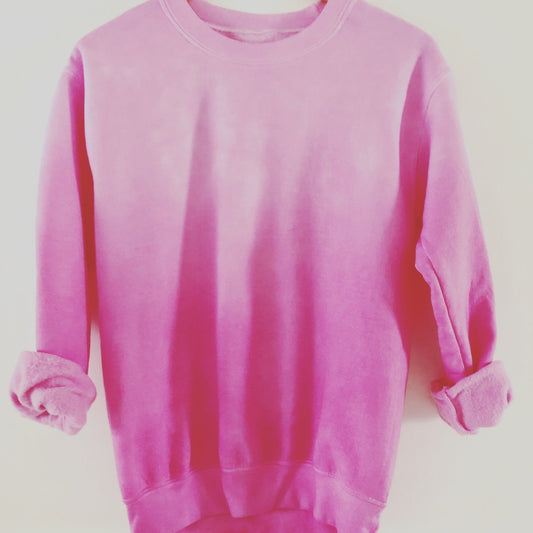 Kids Pink Dip Tie Dye Crew Sweatshirt