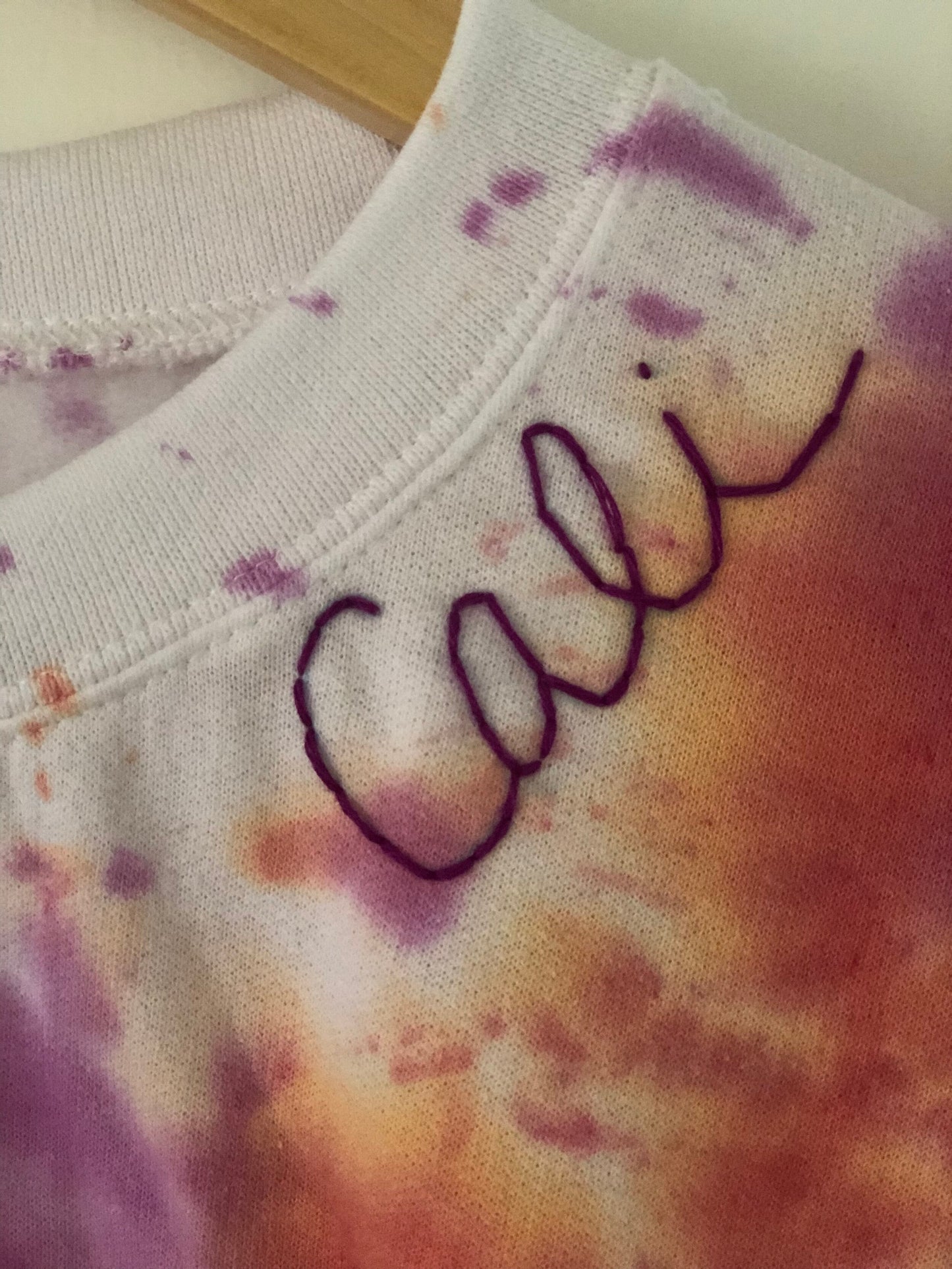 Purple and Coral Tie Dye Crew Sweatshirt