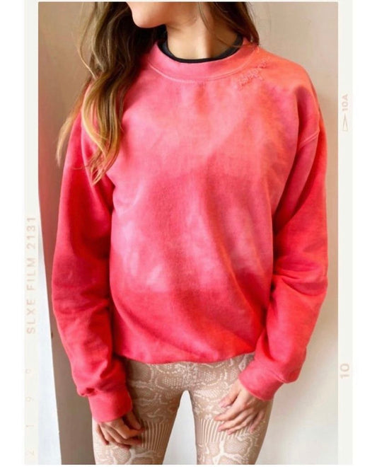 Coral Dip Tie Dye Crew Sweatshirt